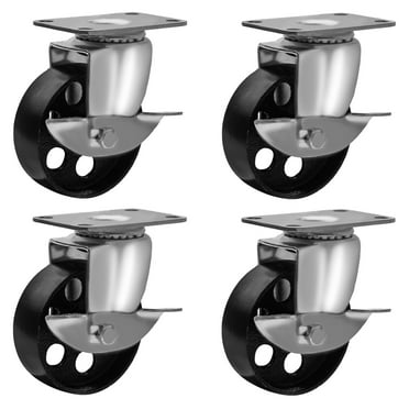 Load 1800lbs Lockable Bearing Caster Wheels with Brake 4 inch Heavy Duty Casters Swivel Casters for Furniture and Workbench Free screws and a spanner Set of 4 